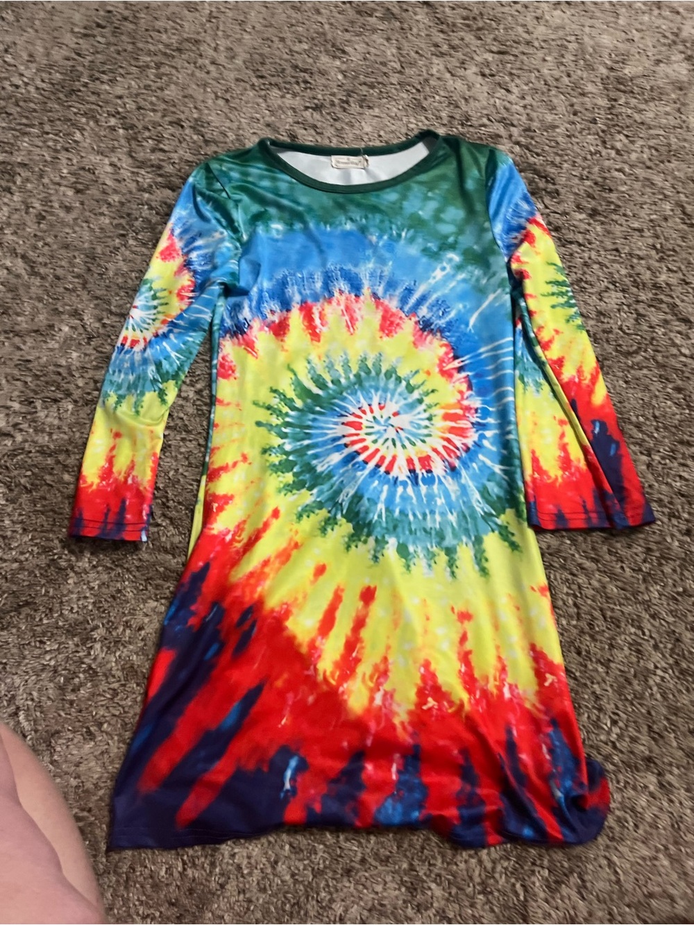 Kids Tie-Dye Spiral Long Sleeve Dress - Multicolor
